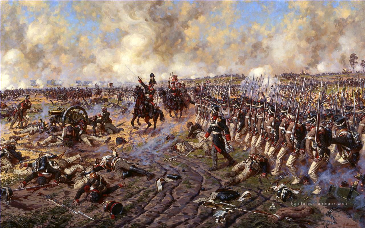 Peter Bagration dans la bataille de Borodino Yurievitch Averyanov guerre militaire Peintures à l'huile